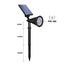 Foco solar de 2W con sensor para jardin
