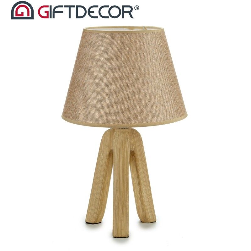 Lampara tripode cerámica pantalla BEIGE