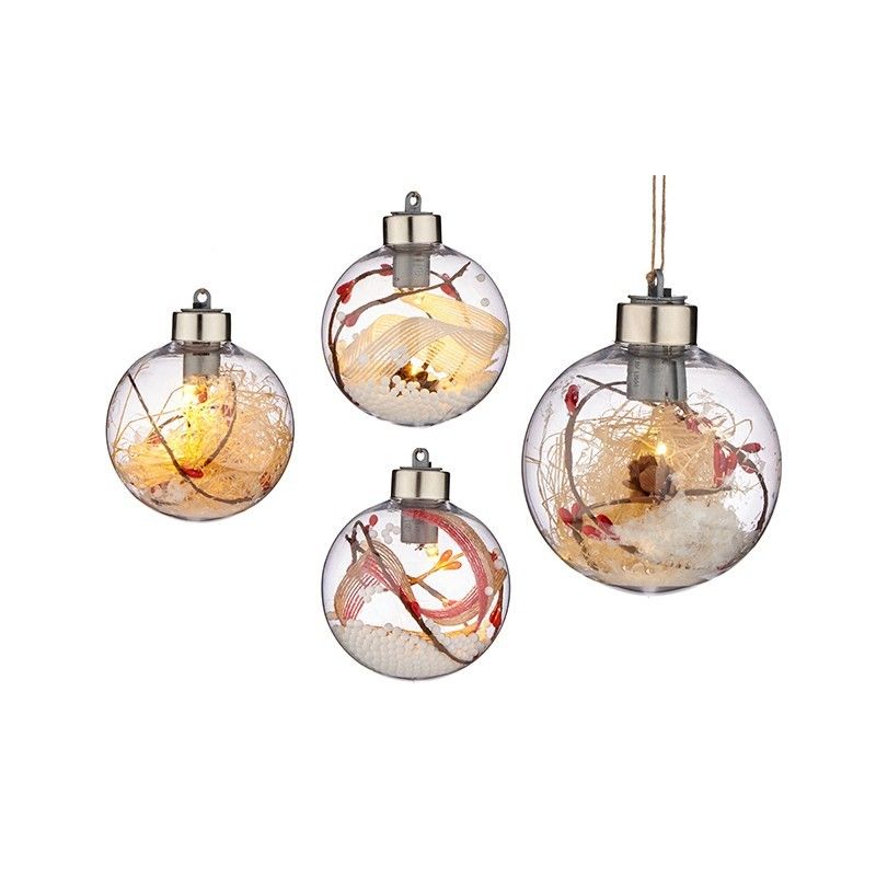 Bola navidad transparente con 1 led Ø8cm