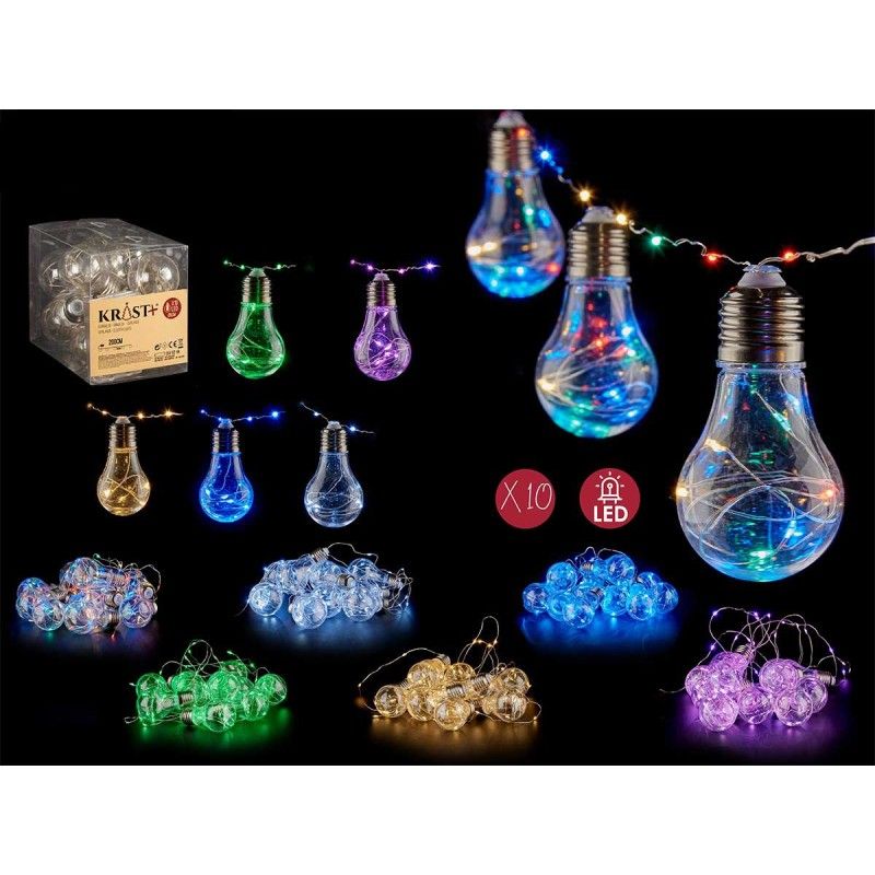 Set 10 bombillas navidad 5cm colores variados