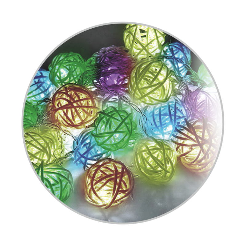 Guirnalda LED decorativa rafia, con mando. 6m RGB