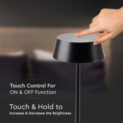 Lámpara de mesa LED 2W Recargable Negra 3000K regulable