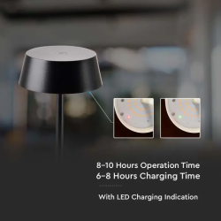 Lámpara de mesa LED 2W Recargable Negra 3000K regulable