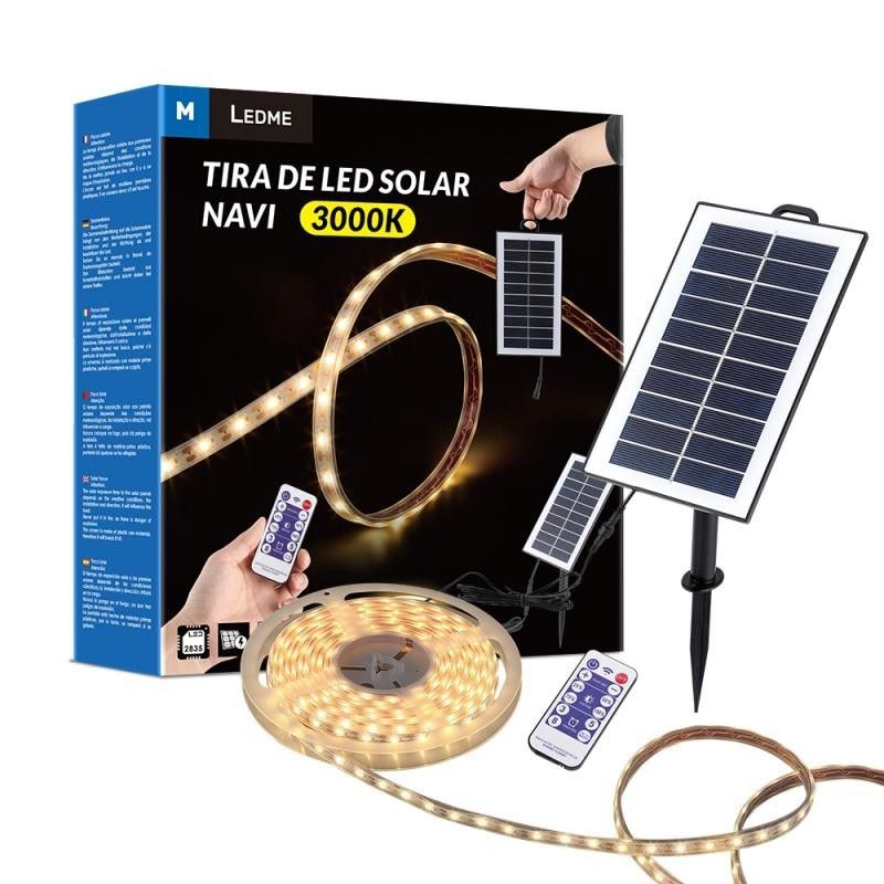 Pack 5 Metros Tira Led Solar Smd2835 300L 3000K